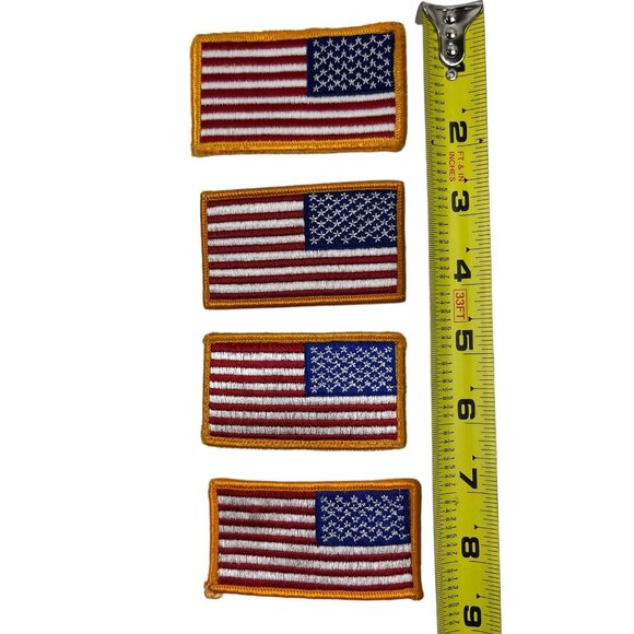 American Flag Patch Reversed (3) Hook and Loop (1) Sew On Set of 4 - Picture 3 of 4